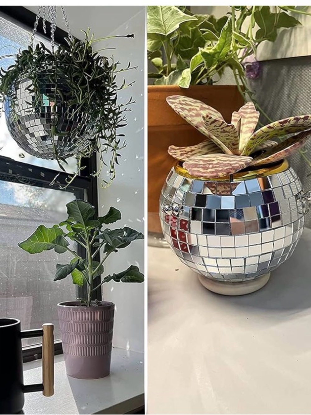 Mirrored Disco Ball Planter - Silver Mosaic BRAND NEW NWT